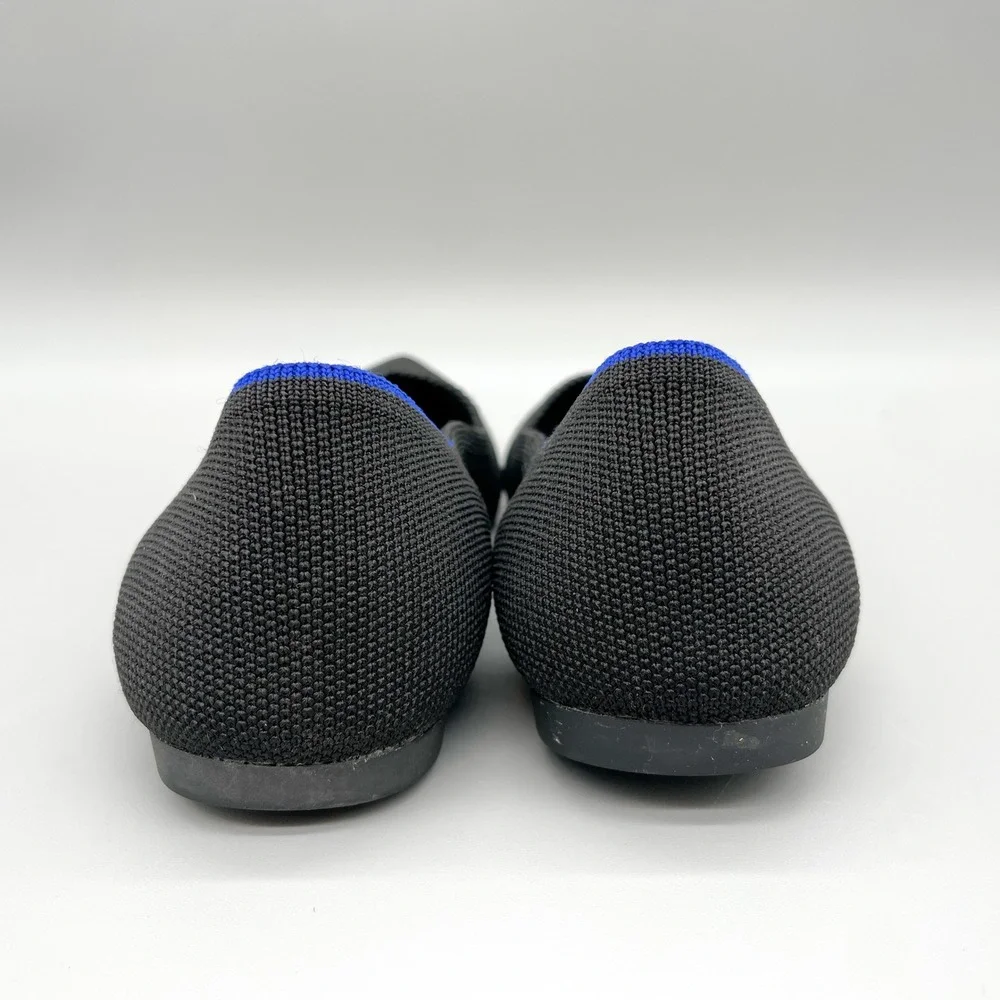 Rothys The Point Black Knit Pointed Toe Ballet Flats Shoe Womens 7.5 Office Chic